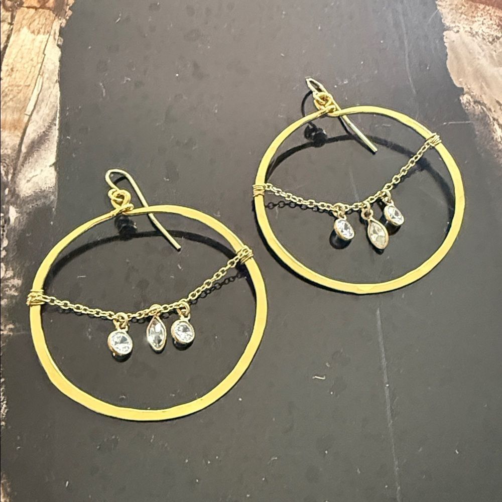 Beautiful Gold Hoop Earrings with Crystal Accents